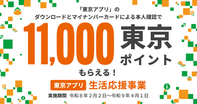 東京ポイント1万1,000ポイントがもらえる東京アプリ生活支援事業