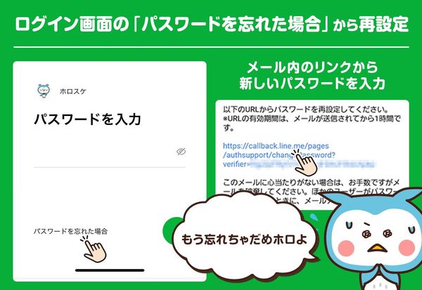 パスワードを忘れたときは再設定を