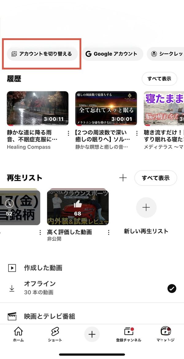 『YouTube』の画面