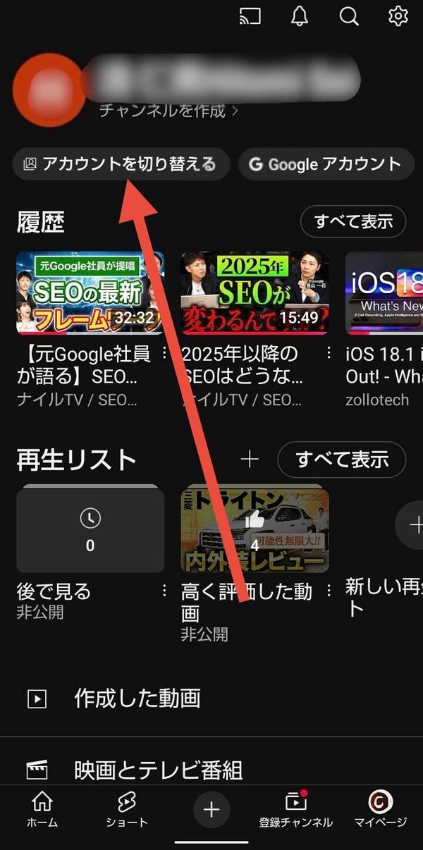 『YouTube』の画面