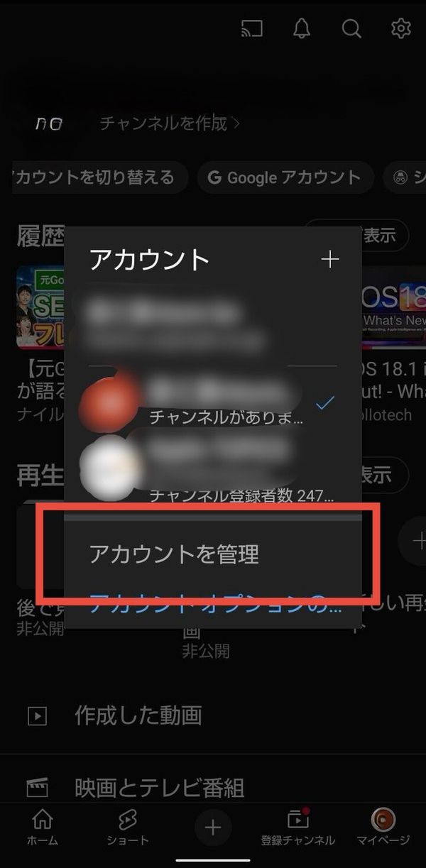 『YouTube』の画面