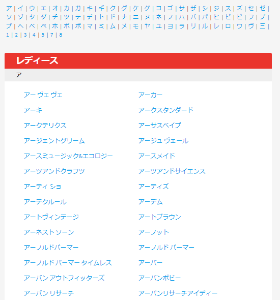 ブランド名一覧
