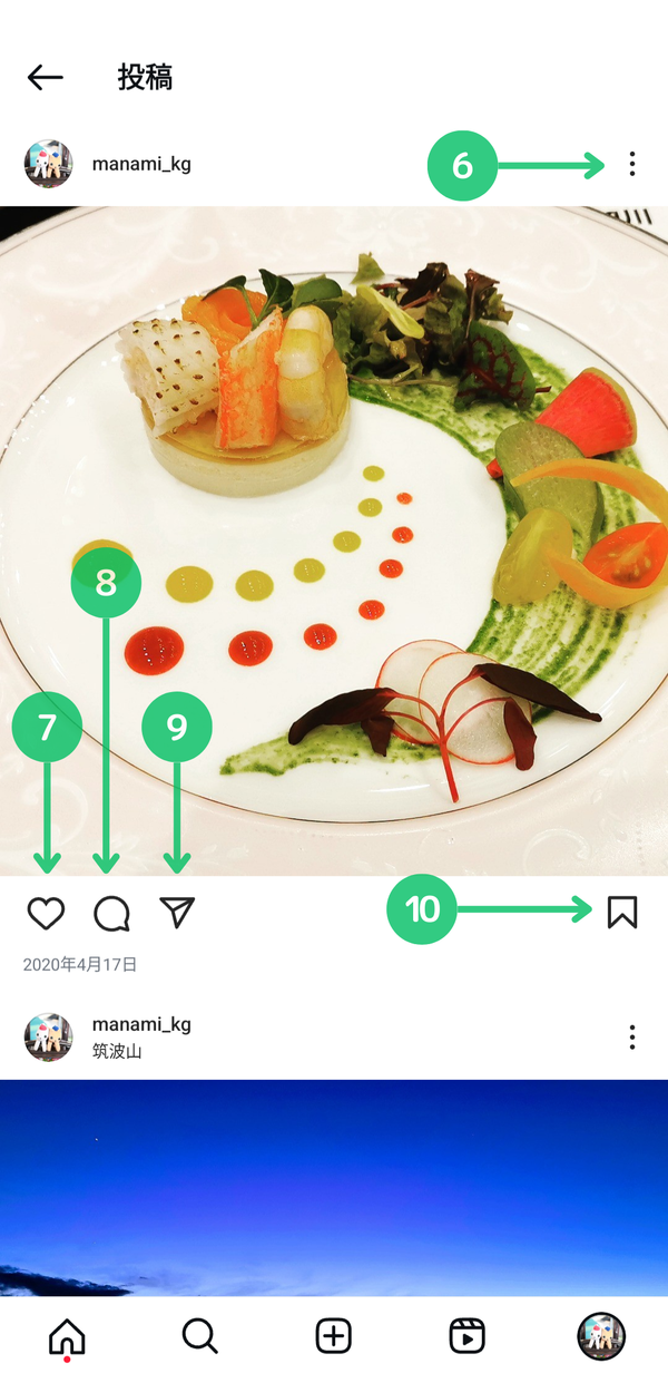 投稿ごとについているアイコン