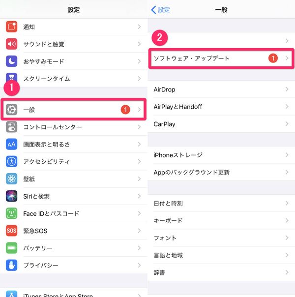 iPhone本体の設定画面