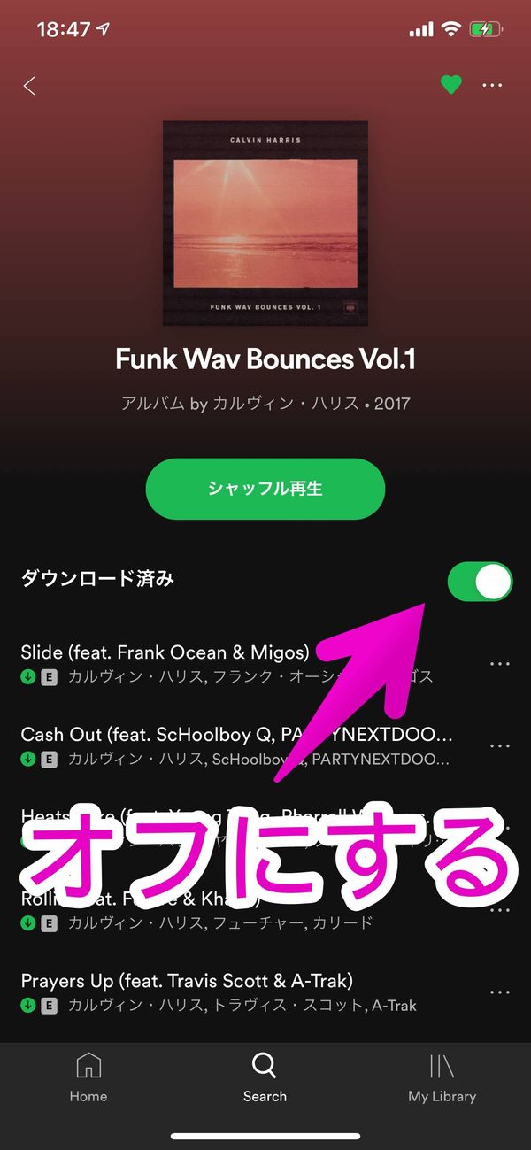 Spotify ダウンロードした曲を削除