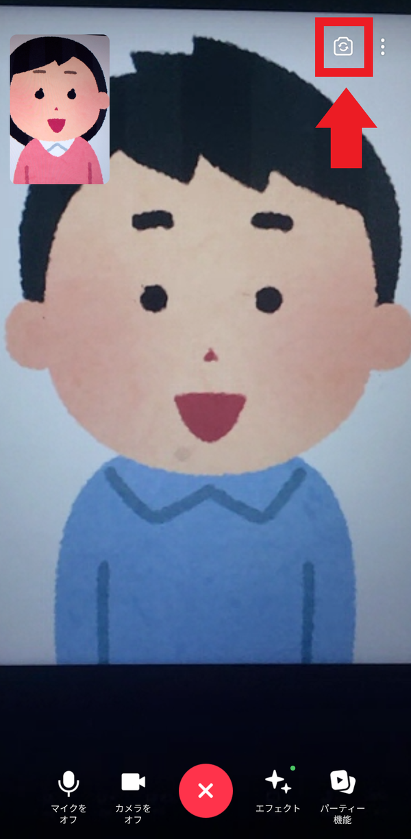 LINEビデオ通話　画面切り替え