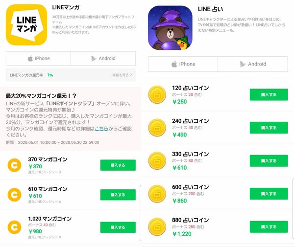 LINEマンガ 占い