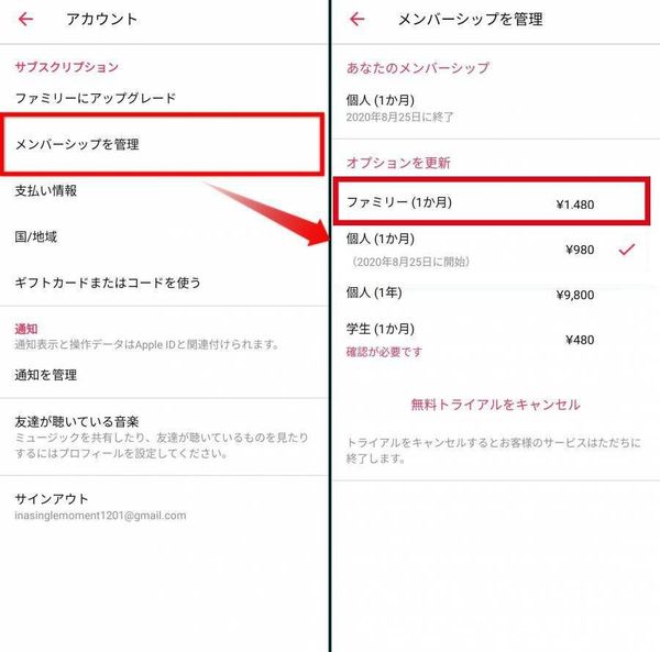 Apple Music ファミリープラン