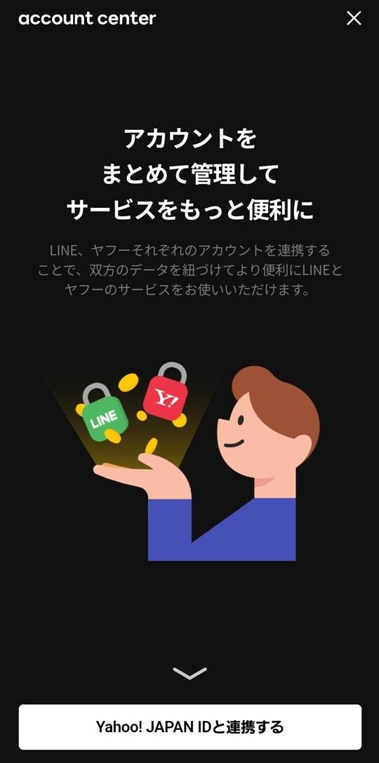 『LINE』　ヤフー連携同意画面