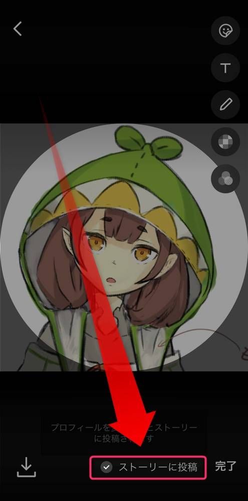 ストーリーに投稿　ON