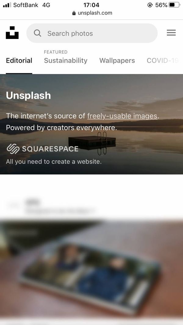 Unsplashのホーム