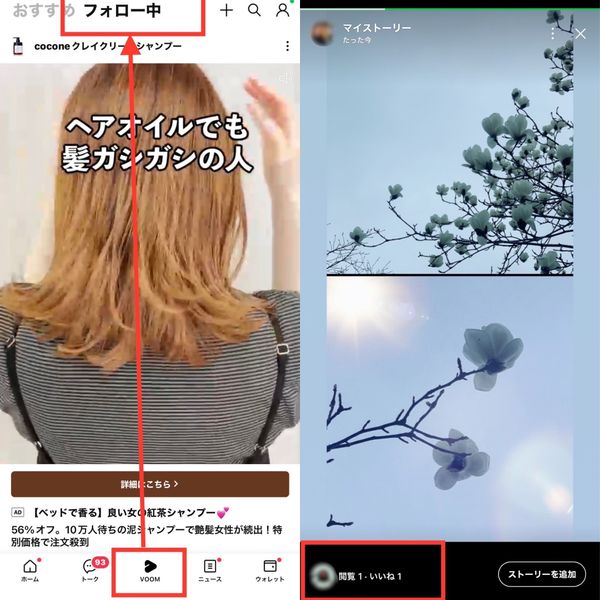 VOOMのストーリーから足跡を確認する