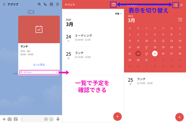 一覧画面の表示の仕方の画像