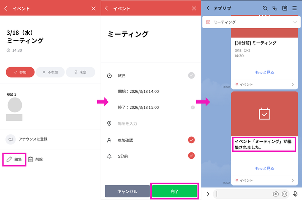 イベントの編集手順の画像