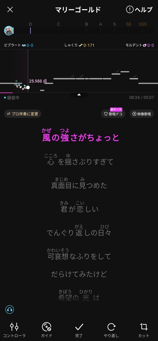 ポケカラカラオケ時の画面