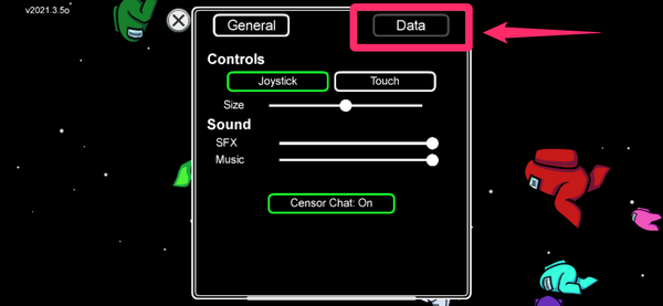 日本語設定：画面右上の「Data」を押す