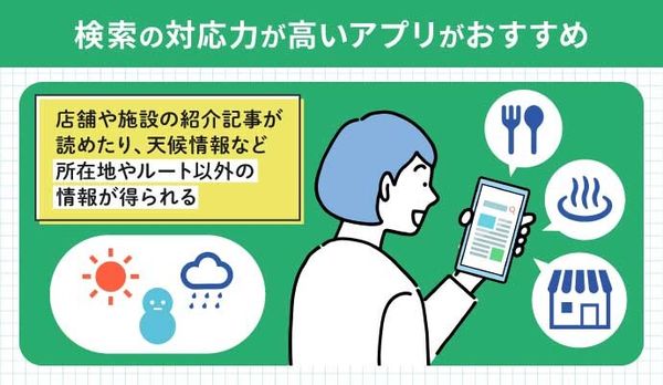 検索や対応力の高いアプリを探すイメージ