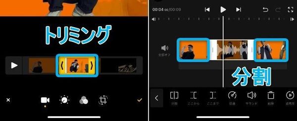 分割とトリミングの違いを比較