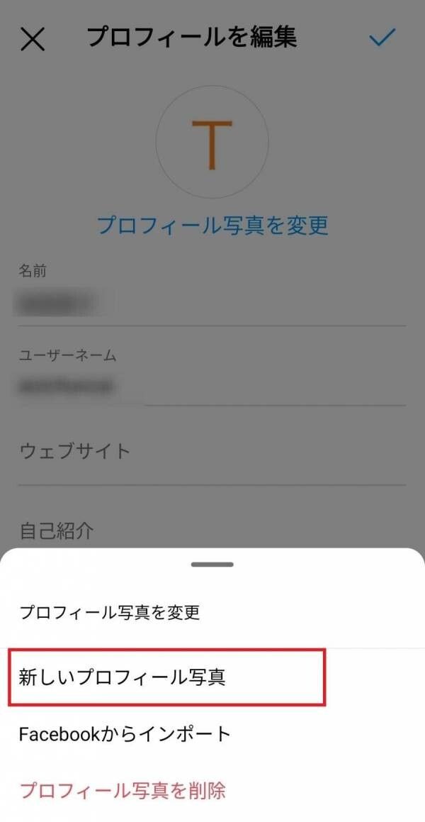 「新しいプロフィール写真」をタップする