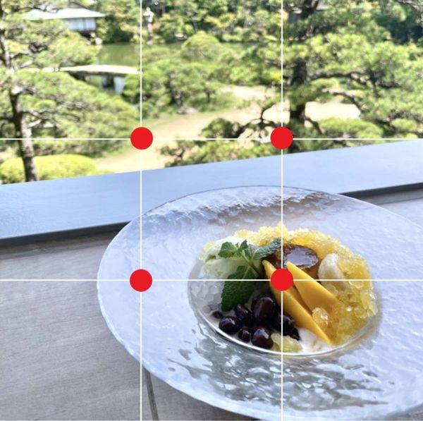 三分割線の線上に被写体を置く
