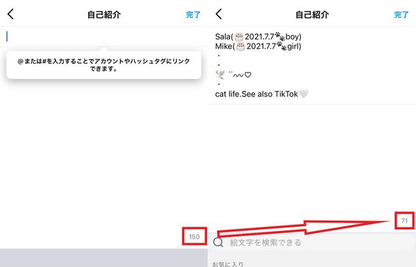 インスタのプロフィール編集画面