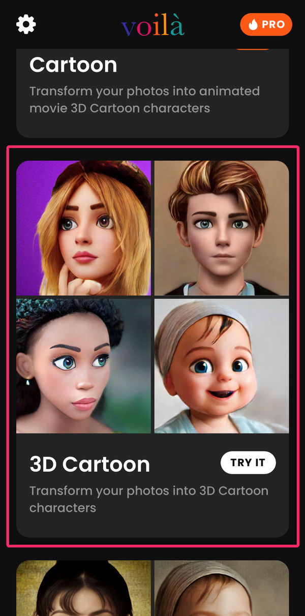 3D Cartoonを選択している画像