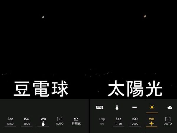 ホワイトバランスを変化させて撮影した写真