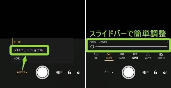 プロフェッショナルモードを選択