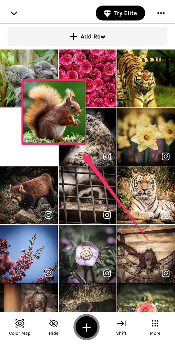『UNUM』で画像を移動させている例