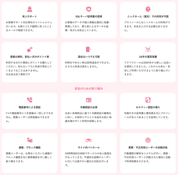 ワクワクメールの安全対策
