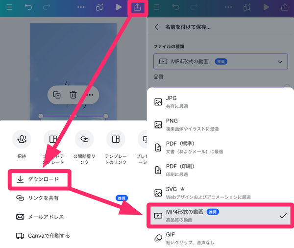 動画の保存形式を選ぶ