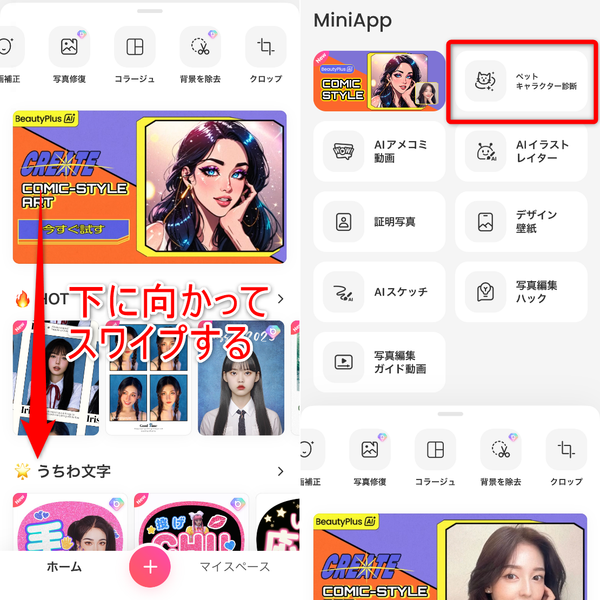 ペットキャラクター診断の操作手順①