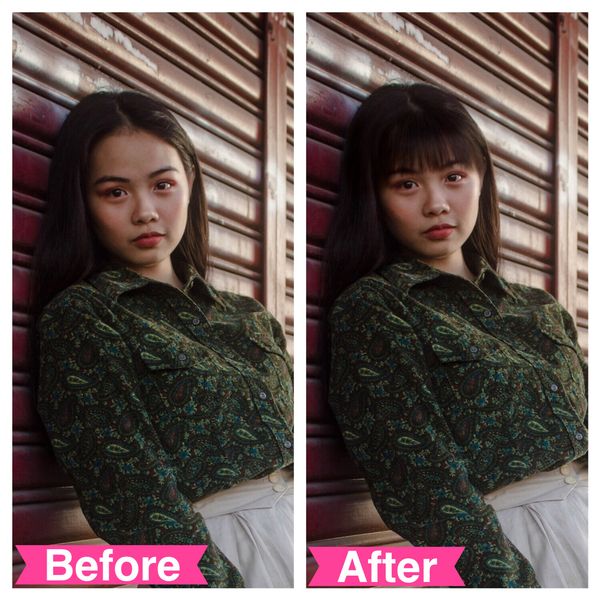 「ビューティーヘア機能」を使用した完成画像の比較