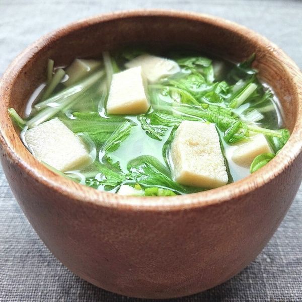 高野豆腐と水菜のスープ