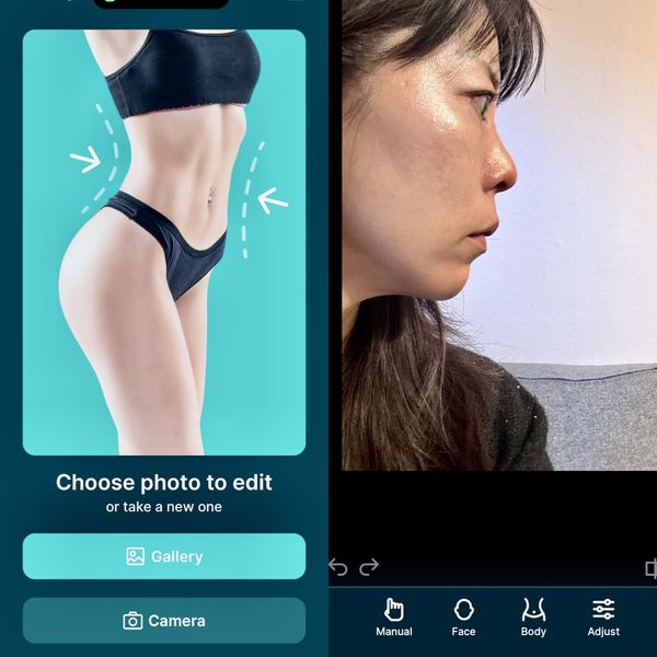 顔と身体の写真エディターのフェイス機能