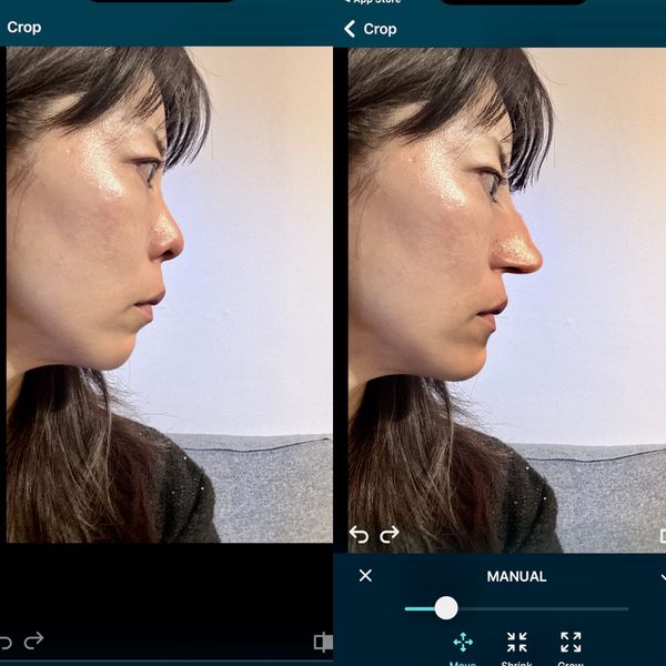 顔と体の写真エディターの顔加工
