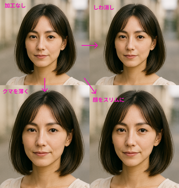 『BeautyPlus』の顔補正画像