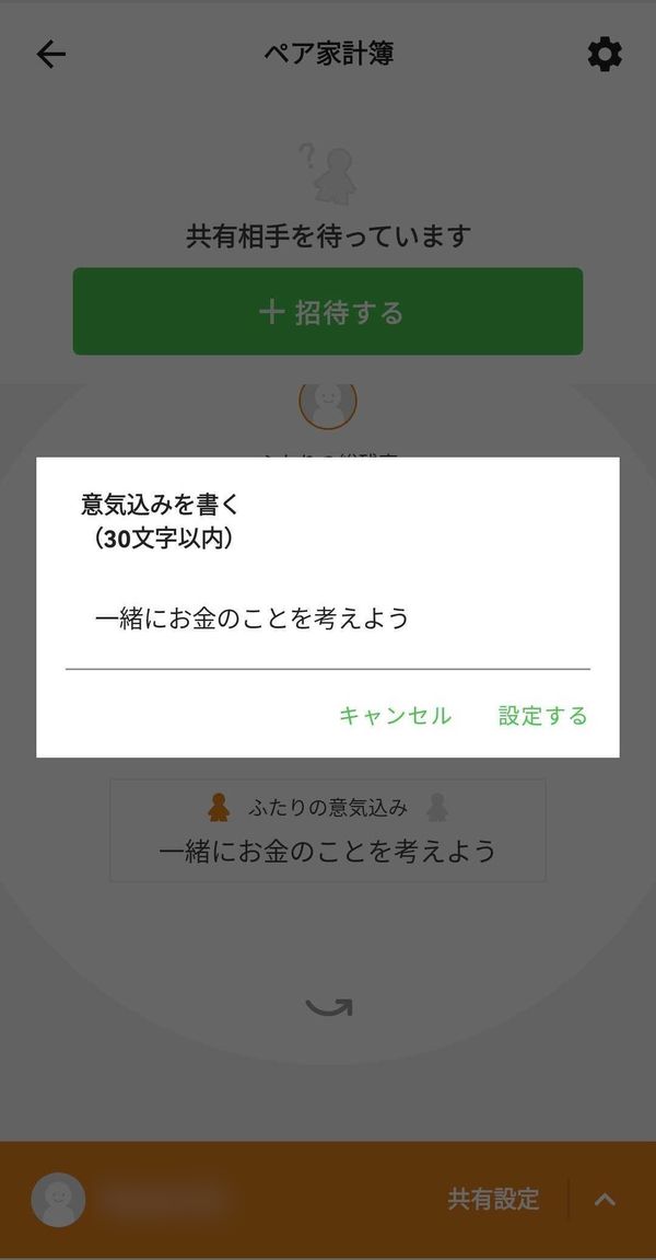 Zaim　意気込みの記入