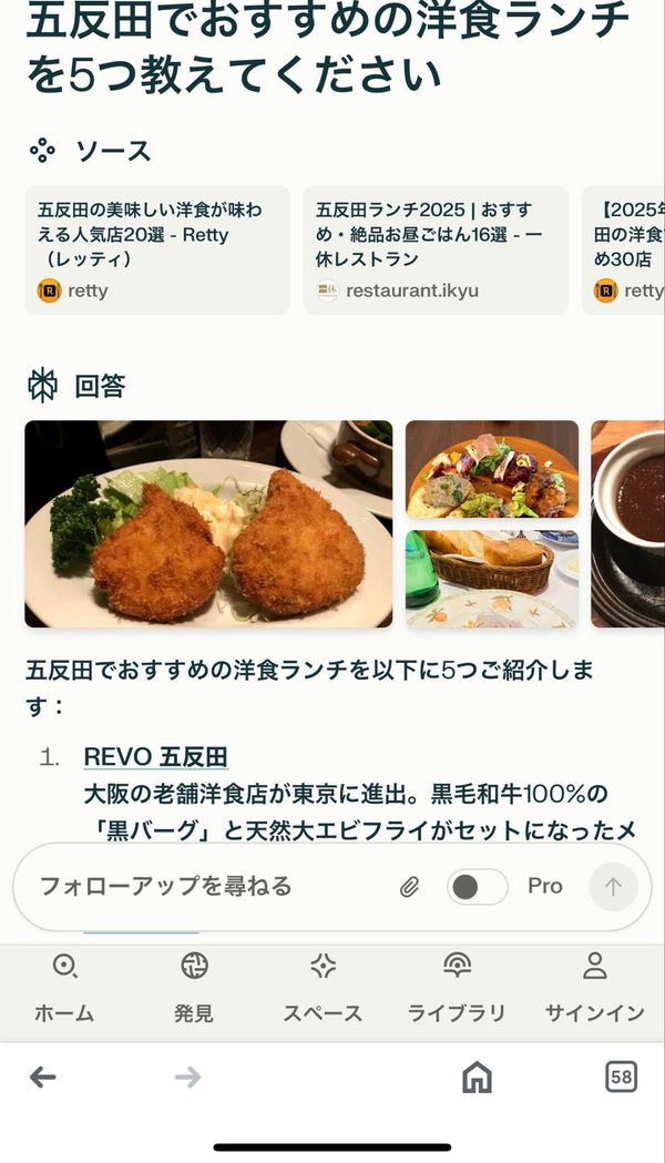 Perplexityの検索結果
