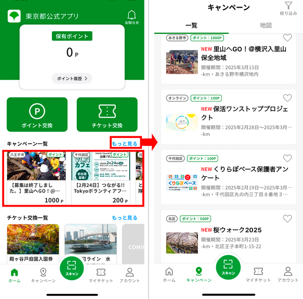 キャンペーンの選択画面