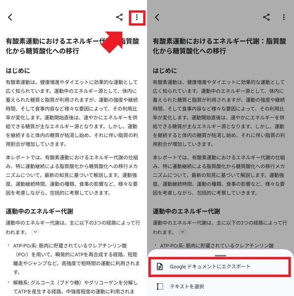 Googleドキュメントに保存