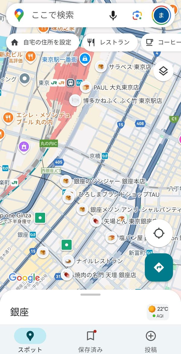 リスト設定後のGoogleマップ