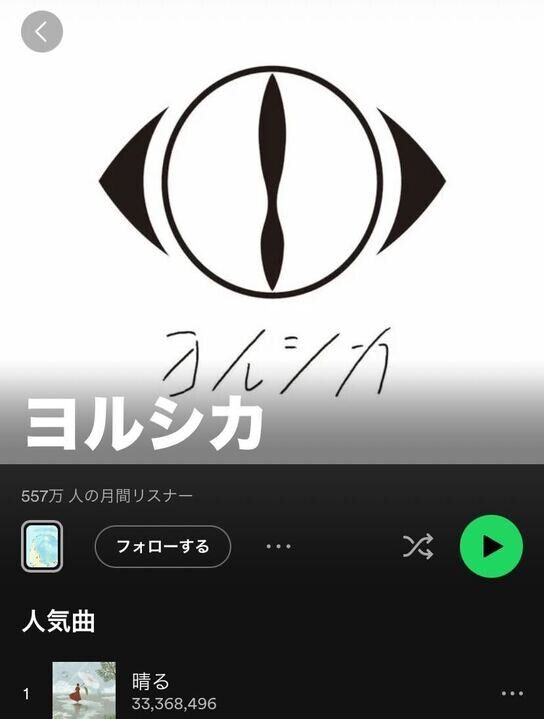 Spotify・アーティスト画面