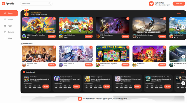 Aptoide社の英語サイト
