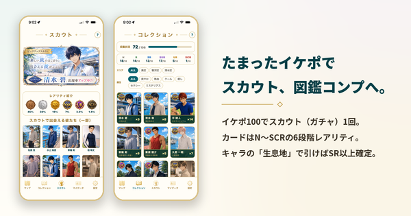 カードを集め18名のキャラクターの図鑑コンプを目指す