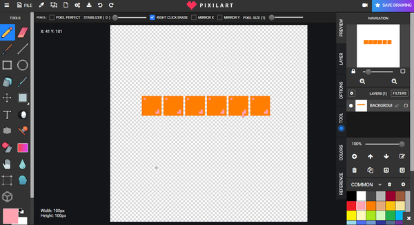 1マスずつ色を置いてドット絵を作る