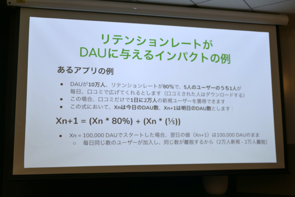 リテンションレートがDAUに与えるインパクト例
