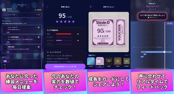 『Shirabe-O ～調べ緒～』の声診断画面