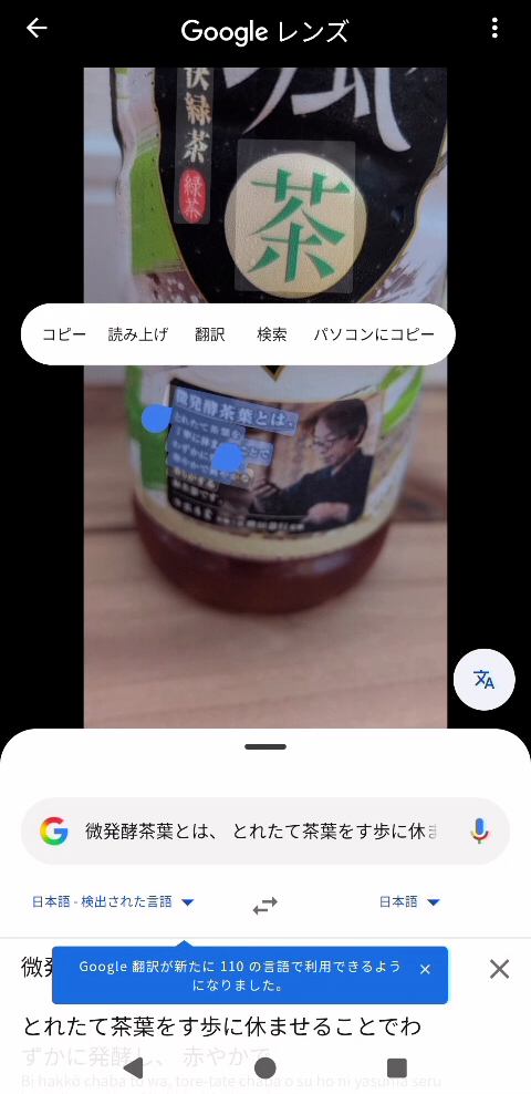 Googleレンズの翻訳