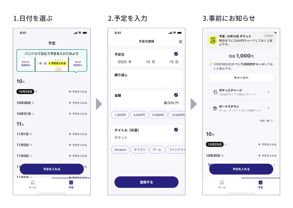 支出予定の登録画面